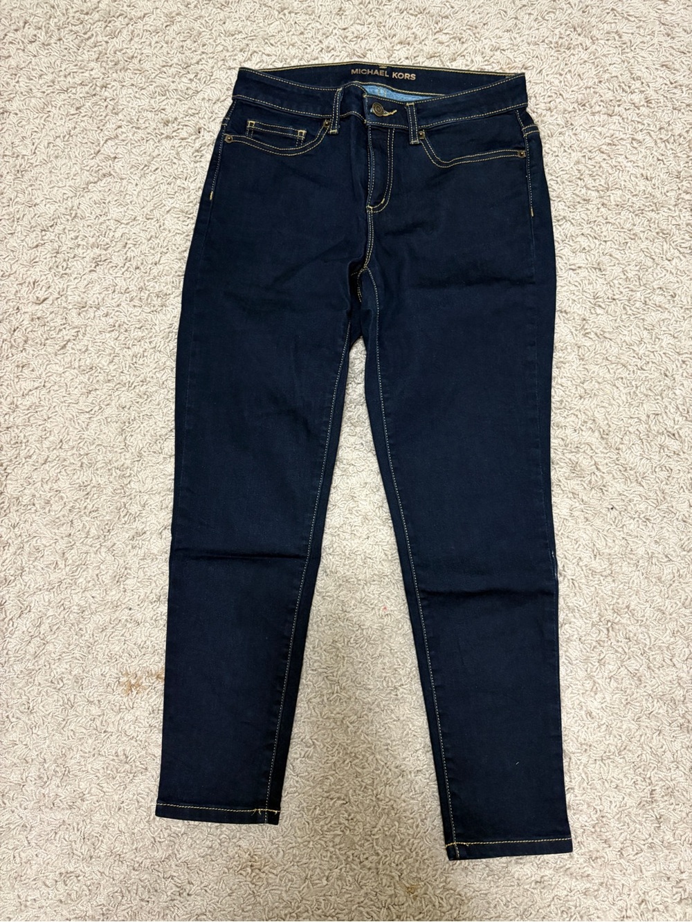 Michael Kors Dark Blue Skinny Jeans with Contrast Stitching